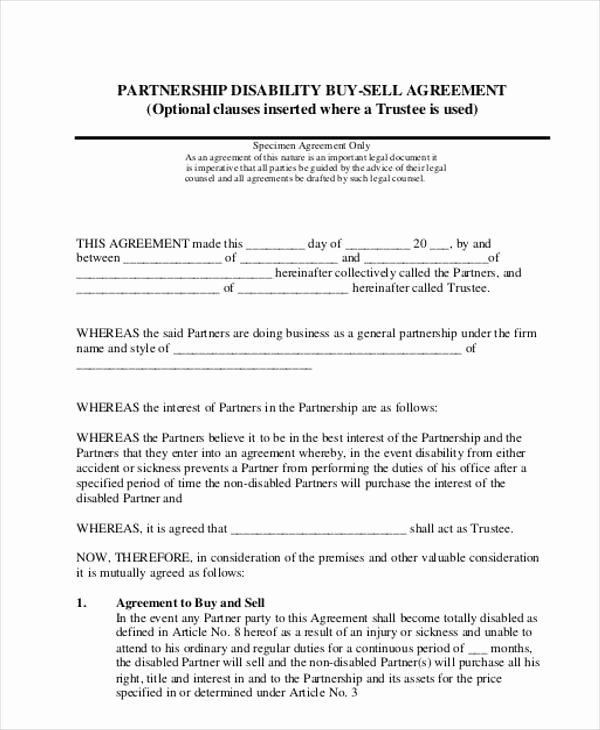 Buy Sell Agreement Template Beautiful 11 Partnership Agreement form Samples Free Sample