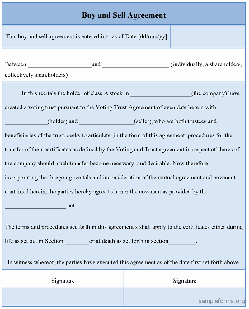 Buy Sell Agreement Template New Buy and Sell Agreement form Sample forms
