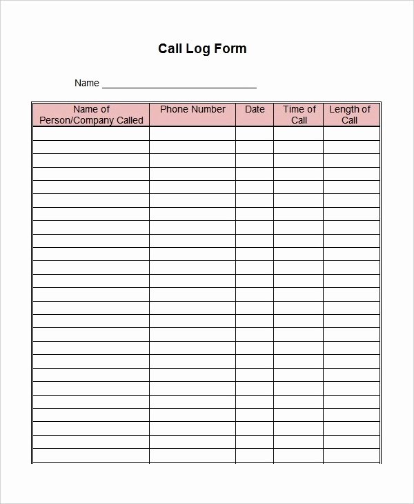 Call Log Template Excel Awesome Phone Log Template 8 Free Word Pdf Documents Download