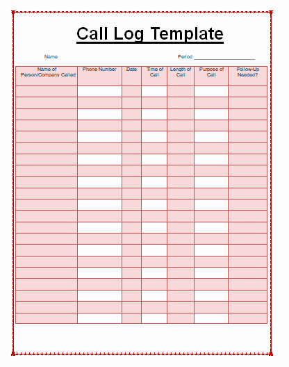 Call Log Template Excel Luxury A Call Log Template Features Lets Us to Check In Detail