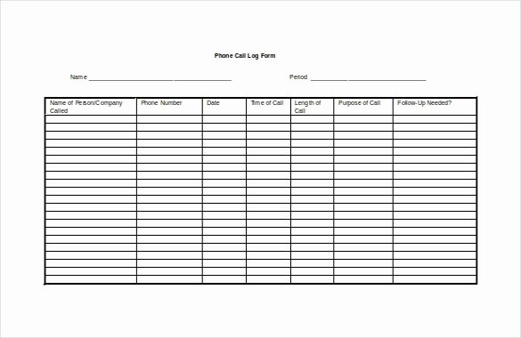 Call Log Template Excel Unique Call Log Template – 11 Free Word Excel Pdf Documents
