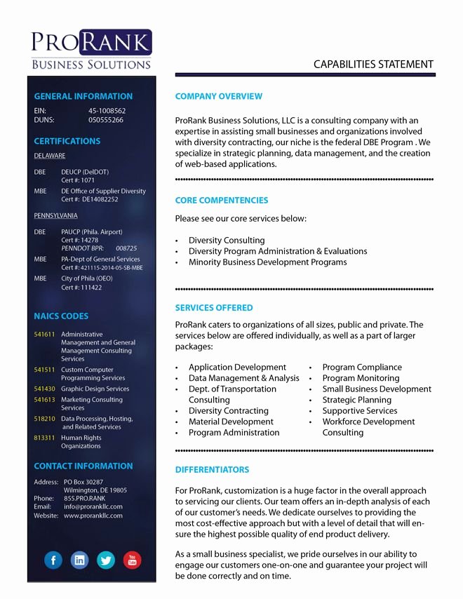 Capability Statement Template Free Awesome 8 Best Capabilities Sta Images On Pinterest