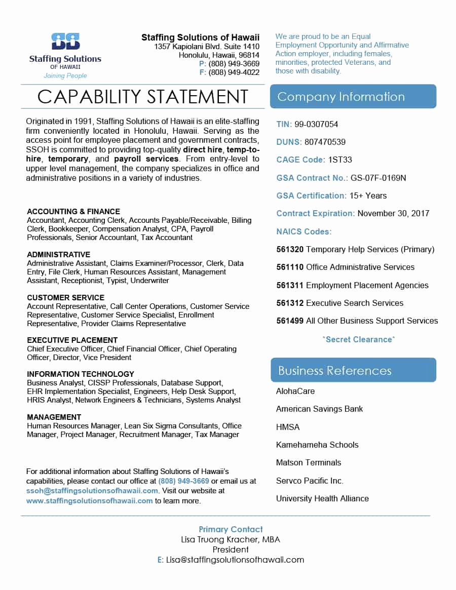 Capability Statement Template Free New 39 Effective Capability Statement Templates Examples