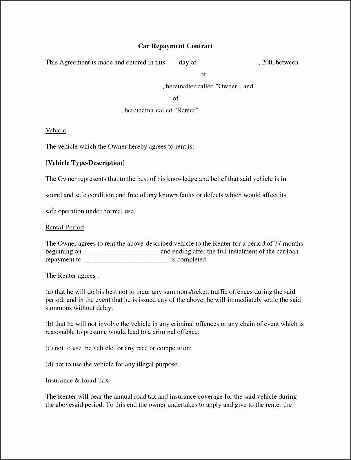 Car Loan Agreement Template Pdf Lovely 11 Vehicle Loan Agreement Template Sampletemplatess