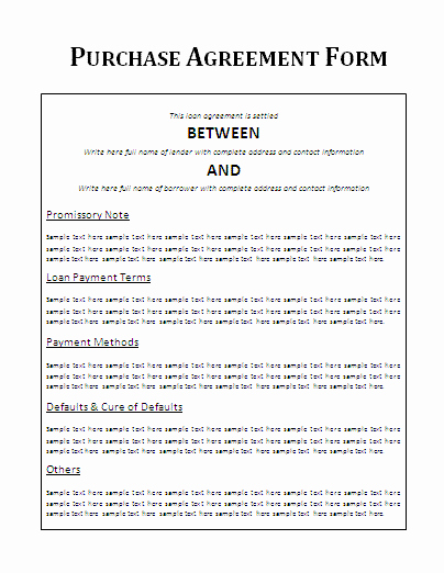 Car Purchase Agreement Template Awesome form Templates