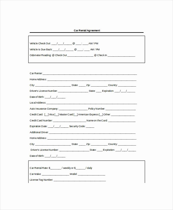 Car Rental Agreement Template Unique 13 Rental Agreement Templates Free Sample Example