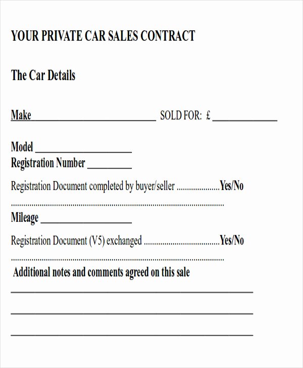 Car Sale Contract Template Lovely Sample Automobile Sales Contracts 9 Examples In Word Pdf