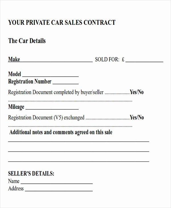 Car Sale Contract Template New Sample Car Sales Contract 12 Examples In Word Pdf