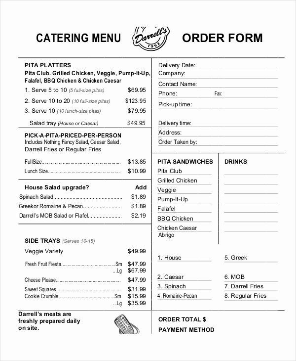 Catering order form Template Beautiful 33 order form Templates