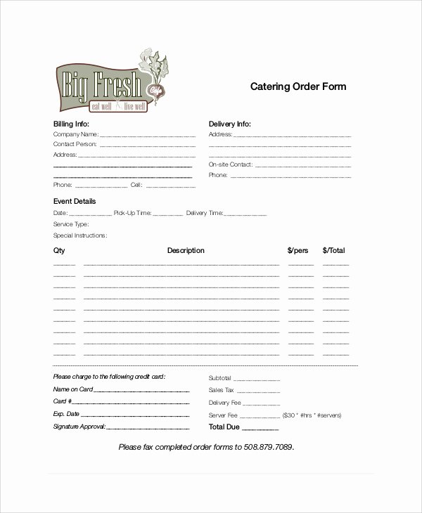 Catering order form Template Elegant Sample Catering order form 11 Examples In Word Pdf
