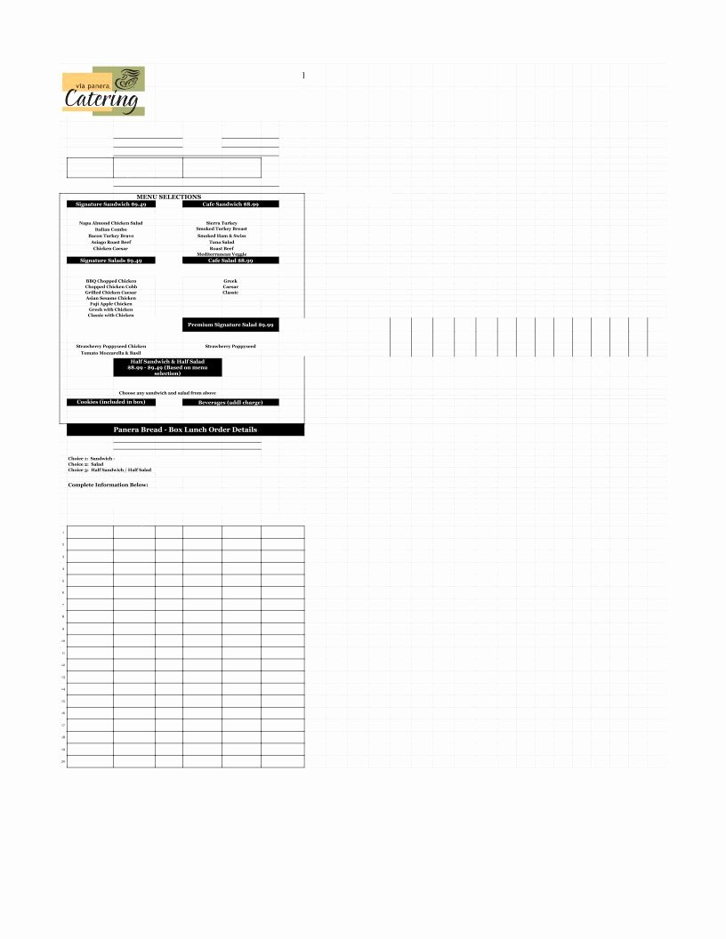 Catering order form Template Inspirational Catering order form Template Excel Pdf Google Sheet