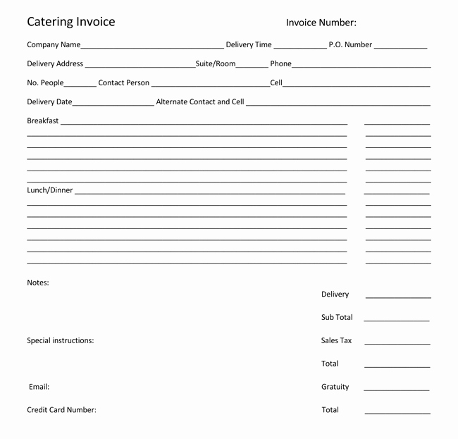 Catering order form Template Luxury Catering Invoice Templates 10 Different formats In Pdf