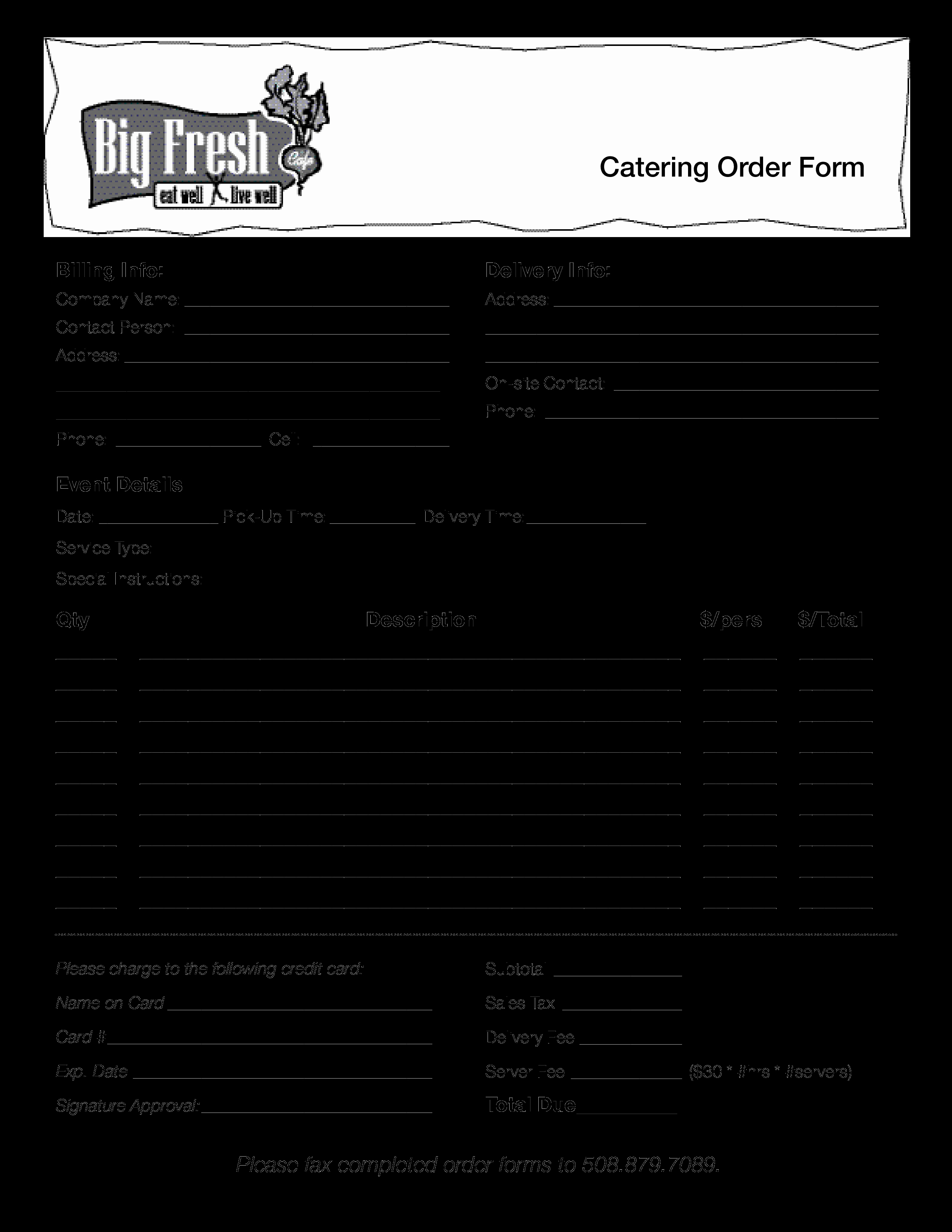 Catering order form Template New Catering order form
