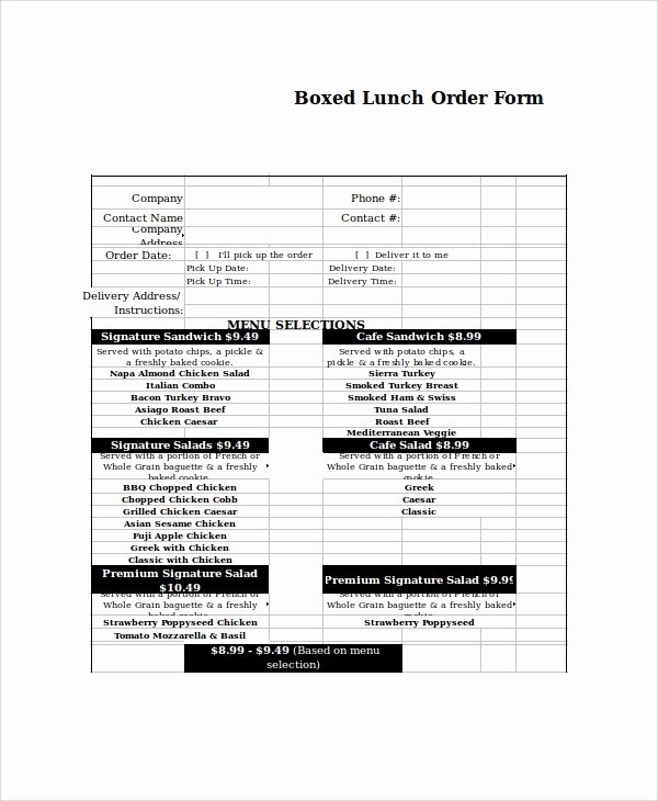 Catering order form Template New Excel order form Template 19 Free Excel Documents