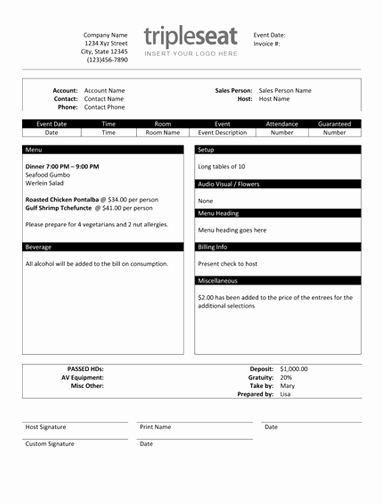 Catering order form Template Word Best Of How to Create A Banquet event order Template