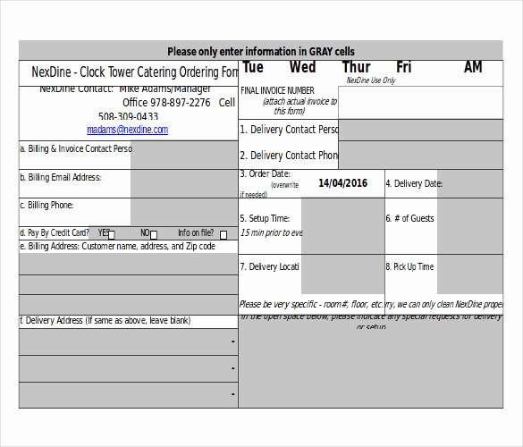 Catering order form Template Word Inspirational 29 order form Templates Pdf Doc Excel