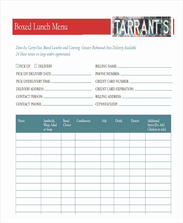 Catering order form Template Word Luxury Menu order forms 8 Free Word Pdf format Download