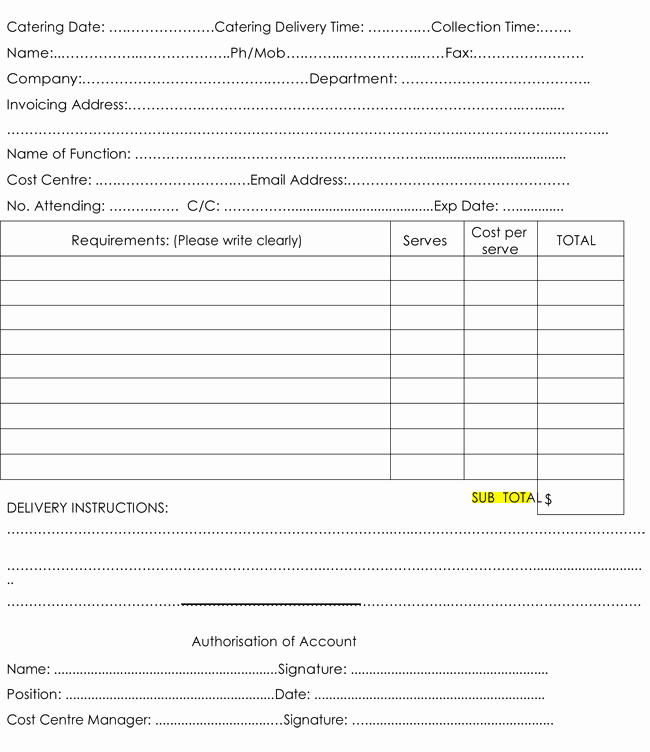 Catering order forms Template Beautiful Catering Invoice Templates 10 Different formats In Pdf