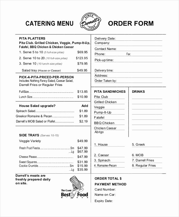 Catering order forms Template Best Of Sample Catering order form 10 Free Documents In Pdf