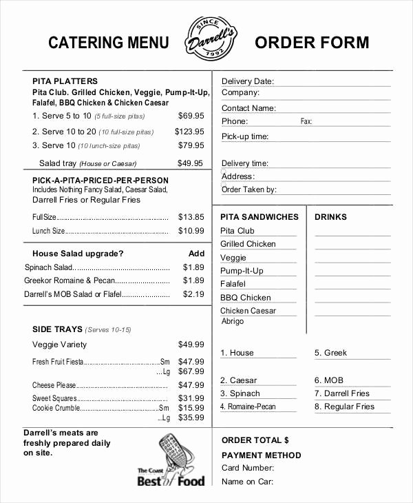 Catering order forms Template Luxury 16 Catering order forms Ms Word Numbers Pages