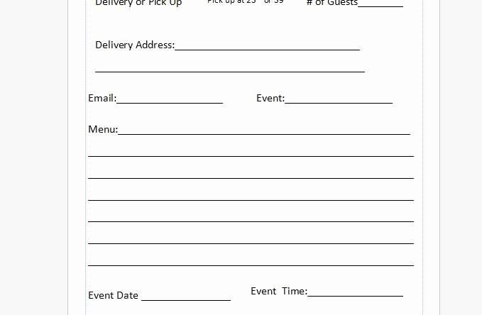 Catering order forms Template Luxury Free Catering order form Template Independent Restaurant