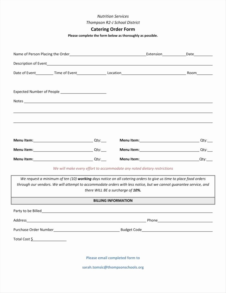Catering order forms Template Unique 10 Catering order form Templates Ms Word Numbers