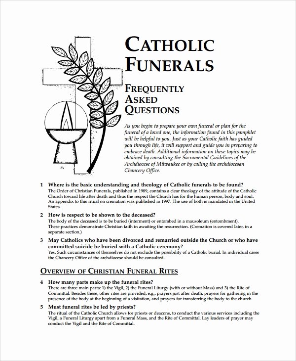 Catholic Funeral Program Template Awesome Sample Catholic Funeral Program 12 Documents In Pdf