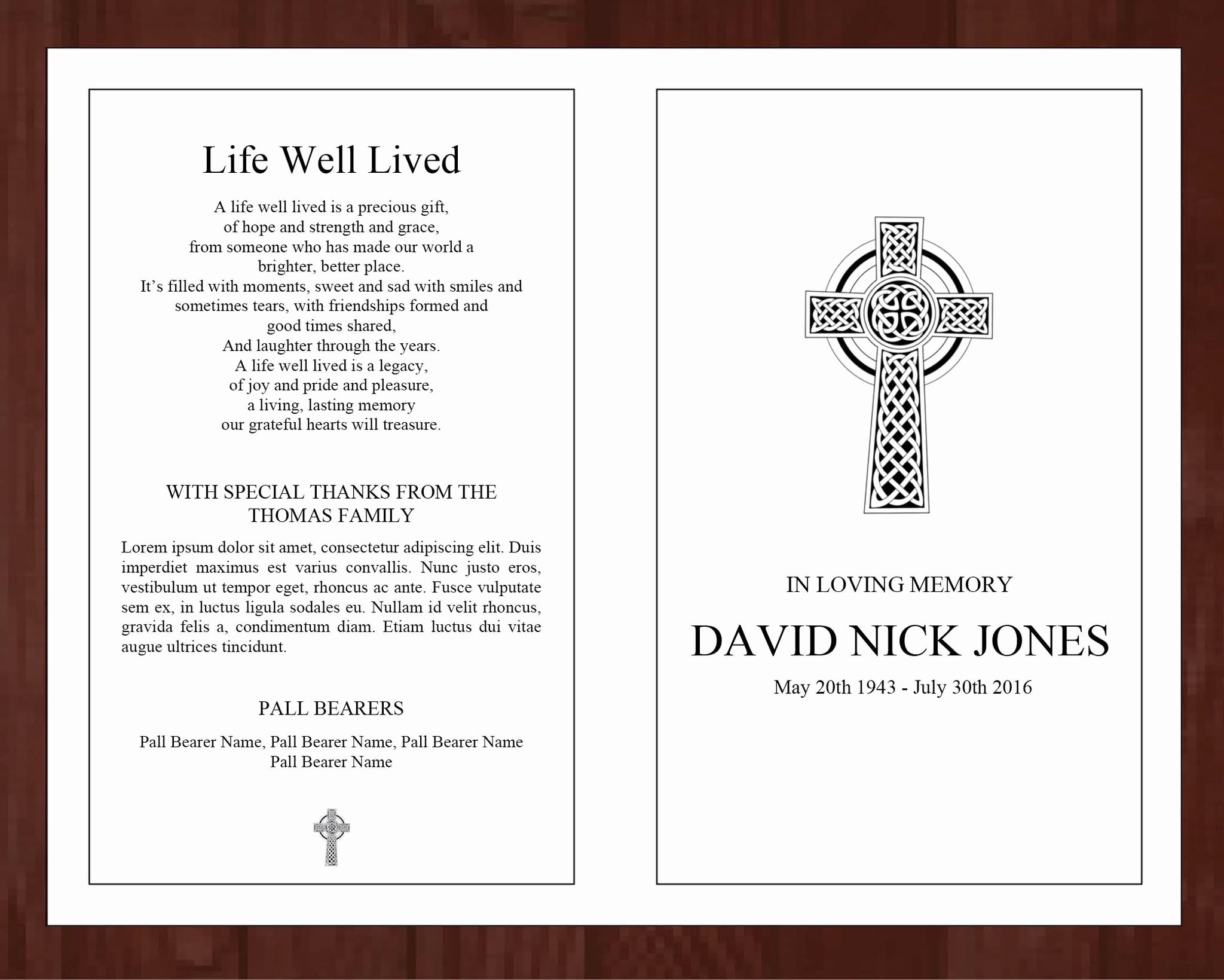 Catholic Funeral Program Template Best Of 4 Page Catholic Cross Funeral Program Template – Funeral