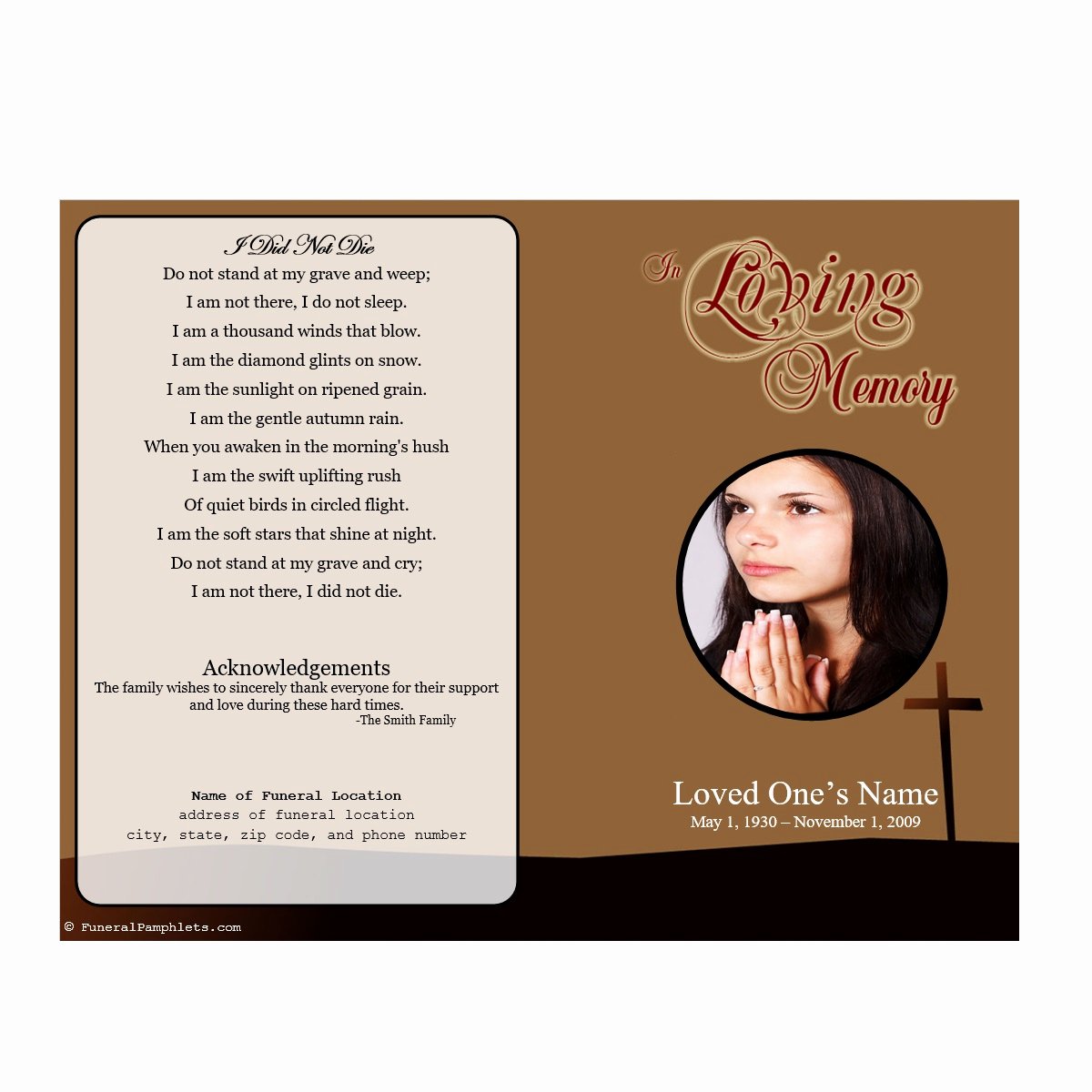 Catholic Funeral Program Template Inspirational Single Fold Cross Memorial Program