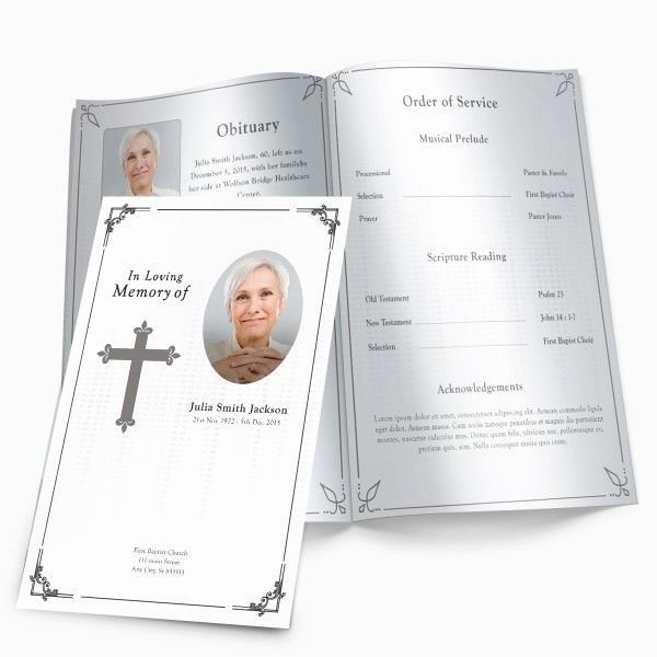 Catholic Funeral Program Template Unique Traditional Cross