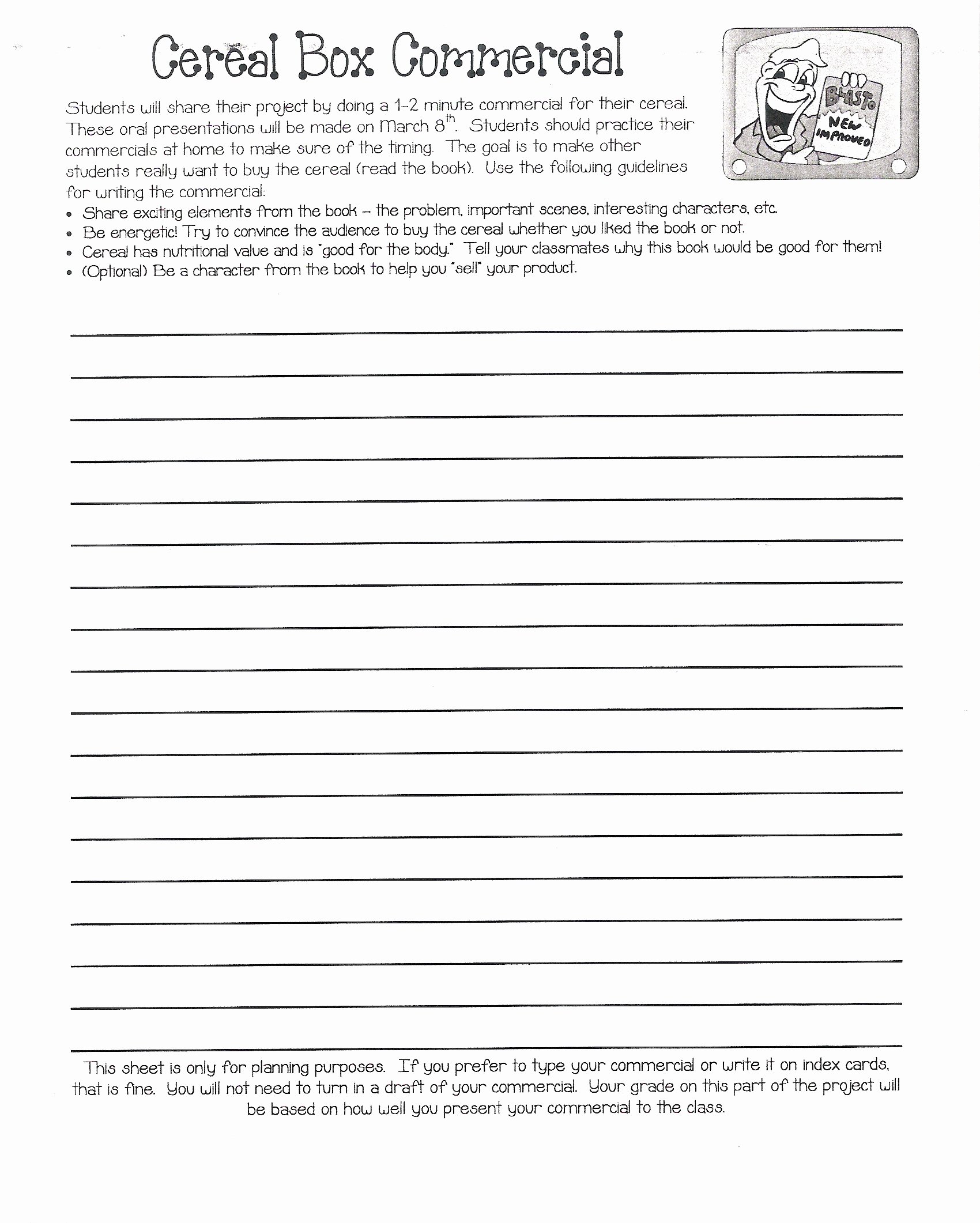 Cereal Box Book Report Template Awesome Cereal Box Book Report