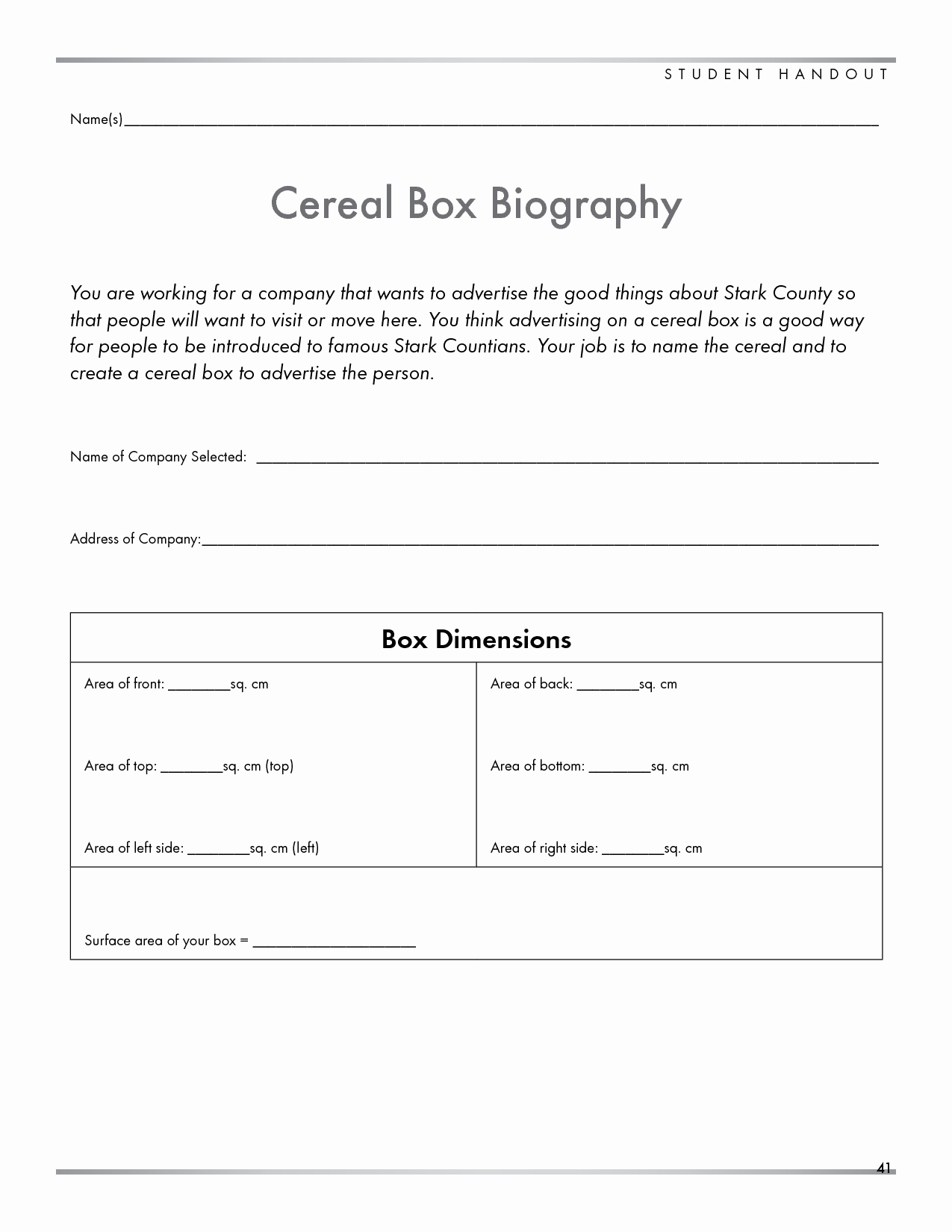 Cereal Box Book Report Template Elegant 27 Of 5th Grade Biography Template