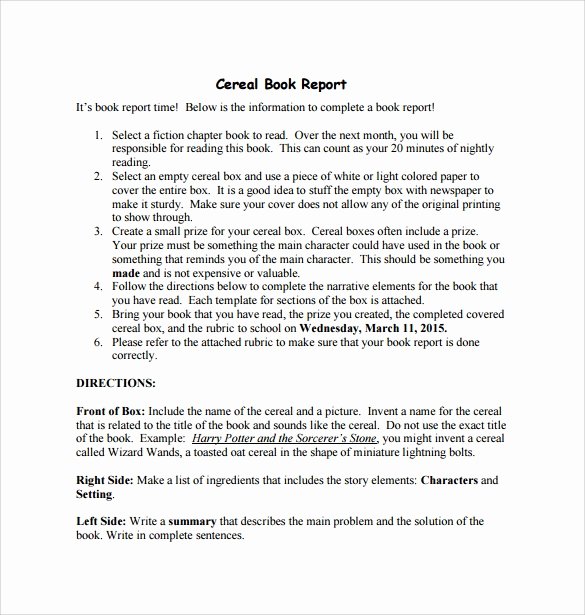 Cereal Box Book Report Template Elegant Cereal Box Book Report – 11 Free Samples Examples &amp; formats