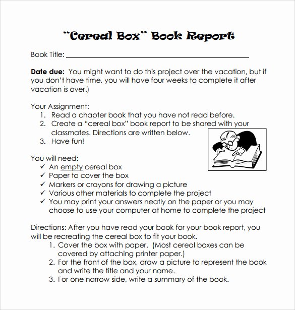 Cereal Box Book Report Template Elegant Cereal Box Book Report – 11 Free Samples Examples &amp; formats
