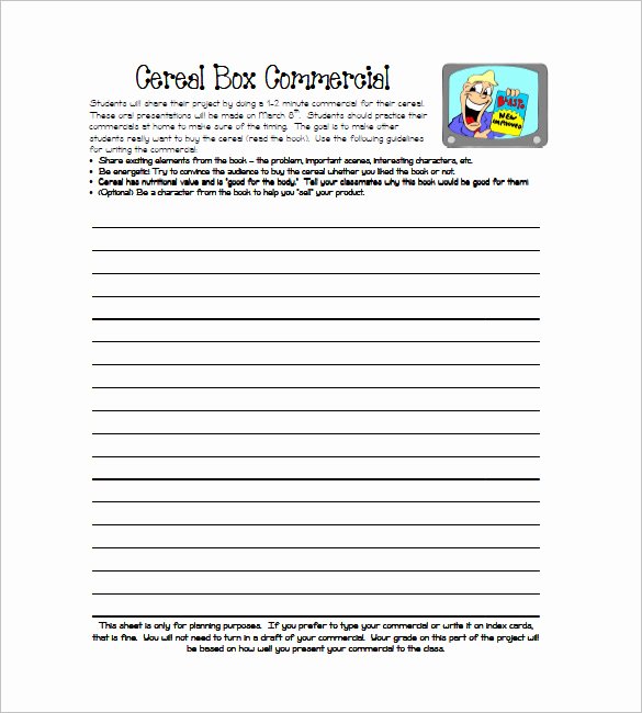 Cereal Box Book Report Template Fresh Cereal Box Template 10 Free Sample Example format
