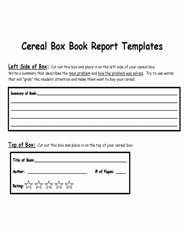 Cereal Box Book Report Template Fresh Sample Cereal Box Book Report Template Edit Fill Sign