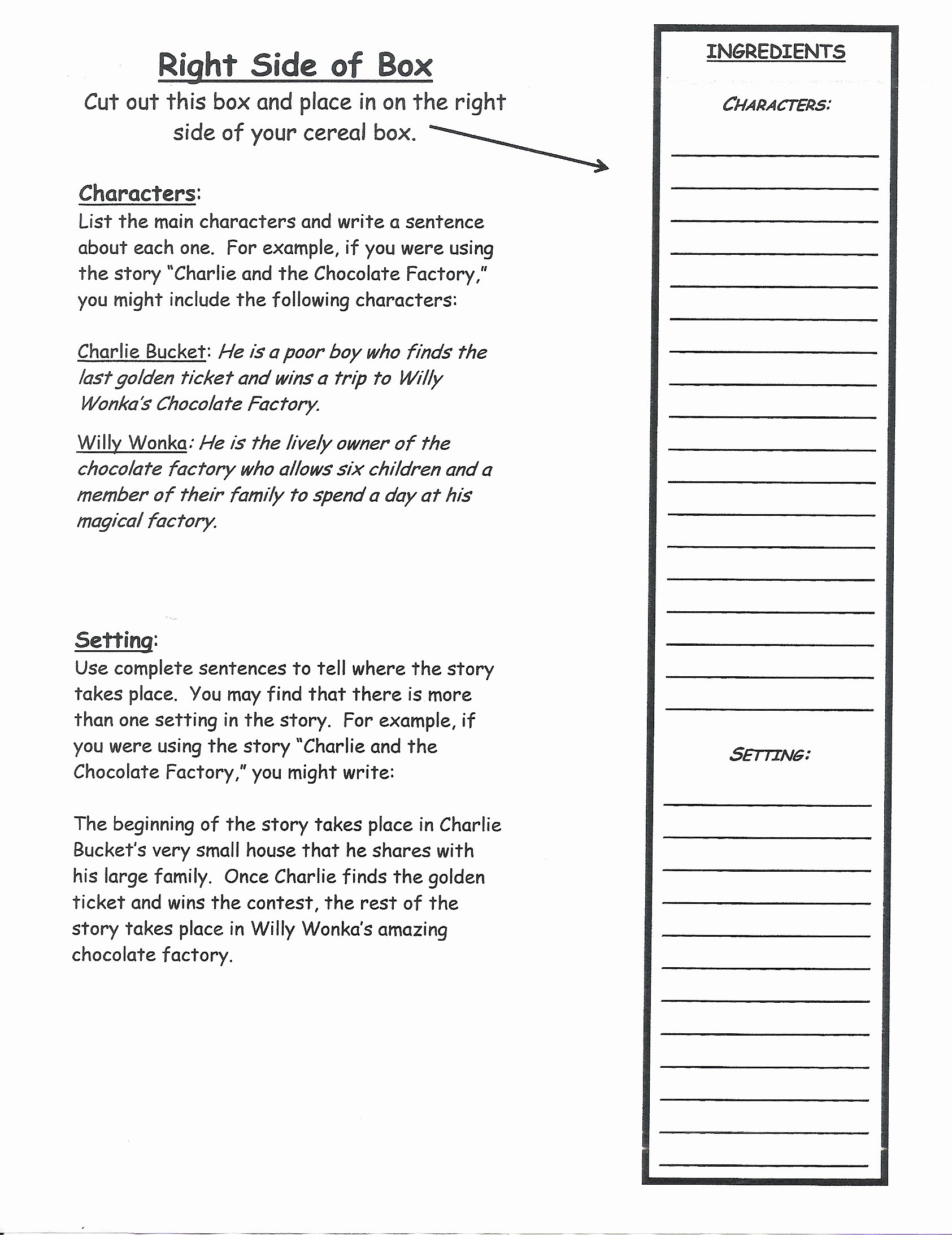 Cereal Box Book Report Template Lovely Cereal Box Book Report