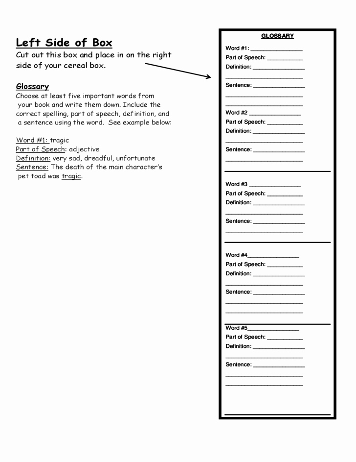 Cereal Box Book Report Template Lovely Cereal Box Book Report Packet Free Download
