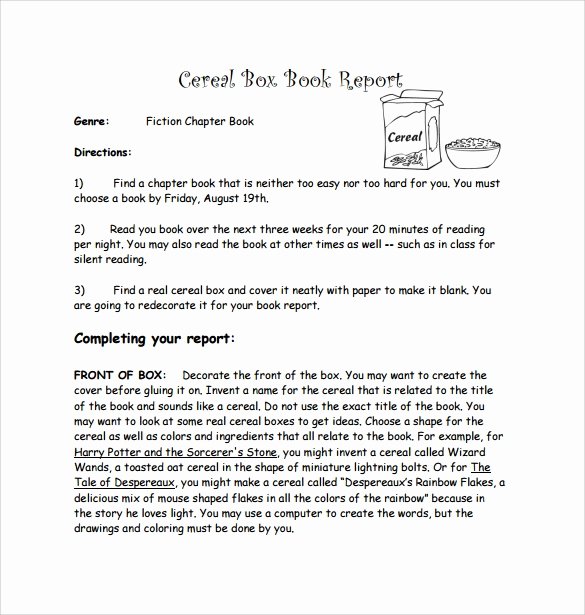 Cereal Box Book Report Template Luxury Cereal Box Book Report – 11 Free Samples Examples &amp; formats