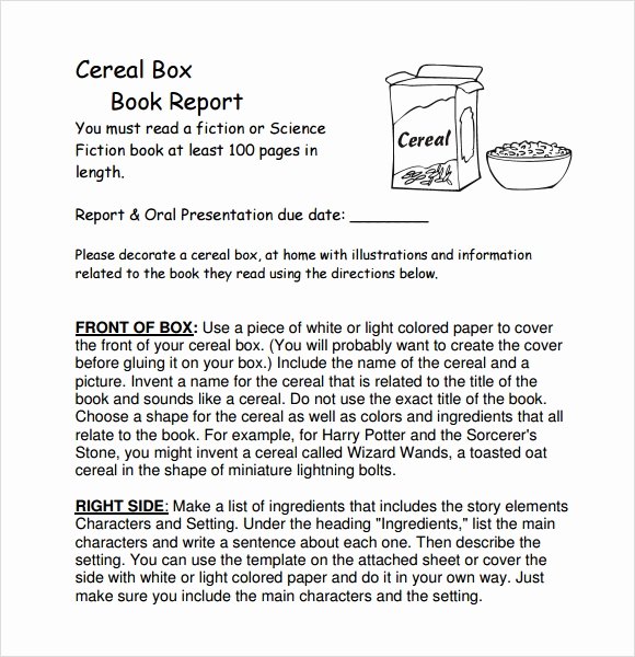 Cereal Box Book Report Template New Sample Cereal Box Book Report 8 Documents In Pdf Word