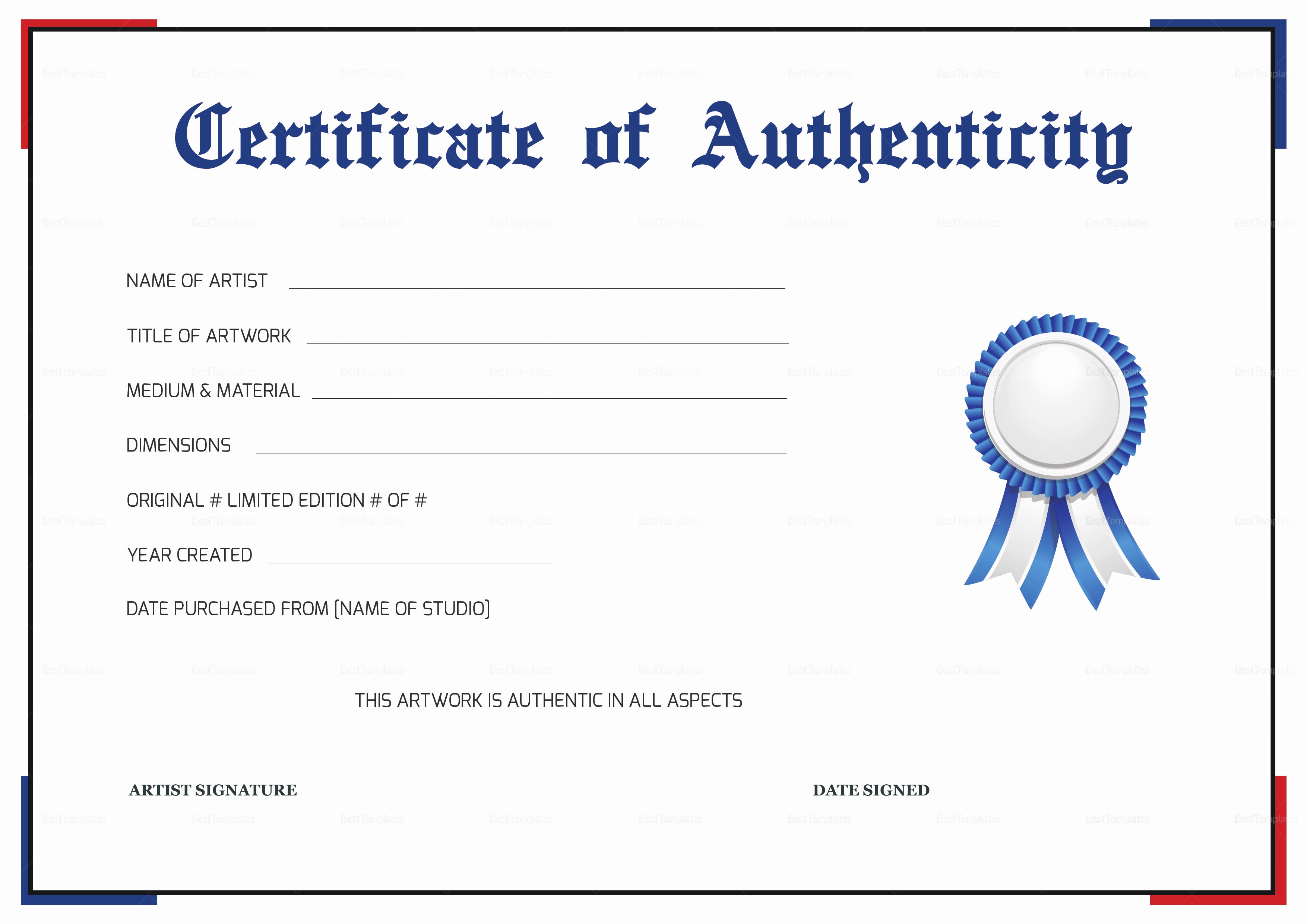 Certificate Of Authenticity Template Free Elegant Simple Certificate Of Authenticity Design Template In Psd