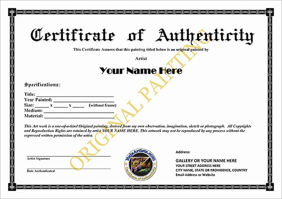 Certificate Of Authenticity Template Free Lovely 16 Sample Certificate Of Authenticity Documents In Pdf Psd