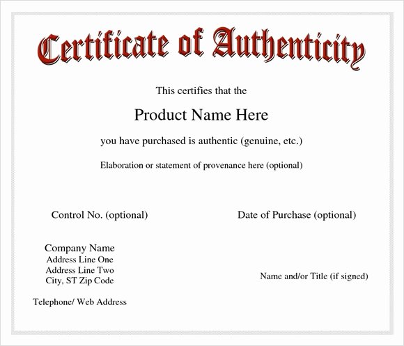 Certificate Of Authenticity Template Free New Certificate Authenticity Template