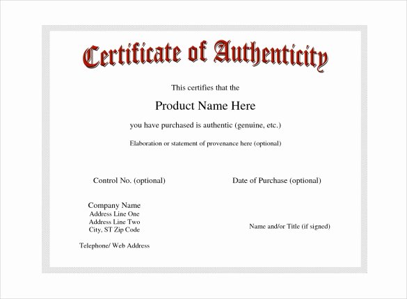 Certificate Of Authenticity Template Free Unique Certificate Of Authenticity Template Certificate