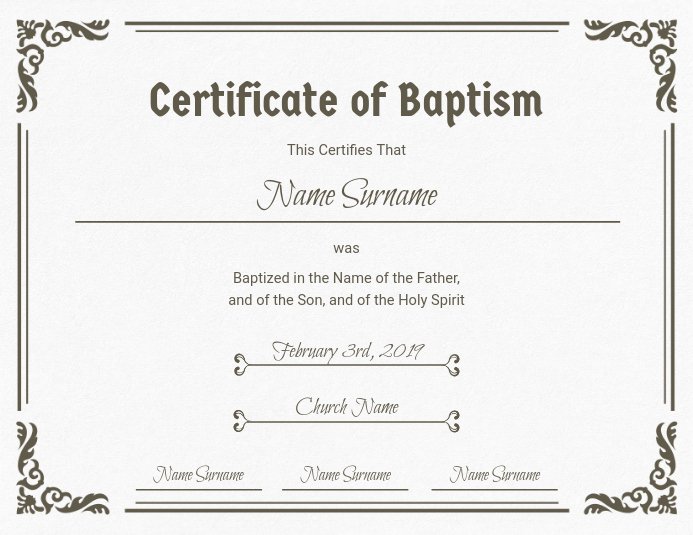 Certificate Of Baptism Template Beautiful Church Baptism Certificate Template