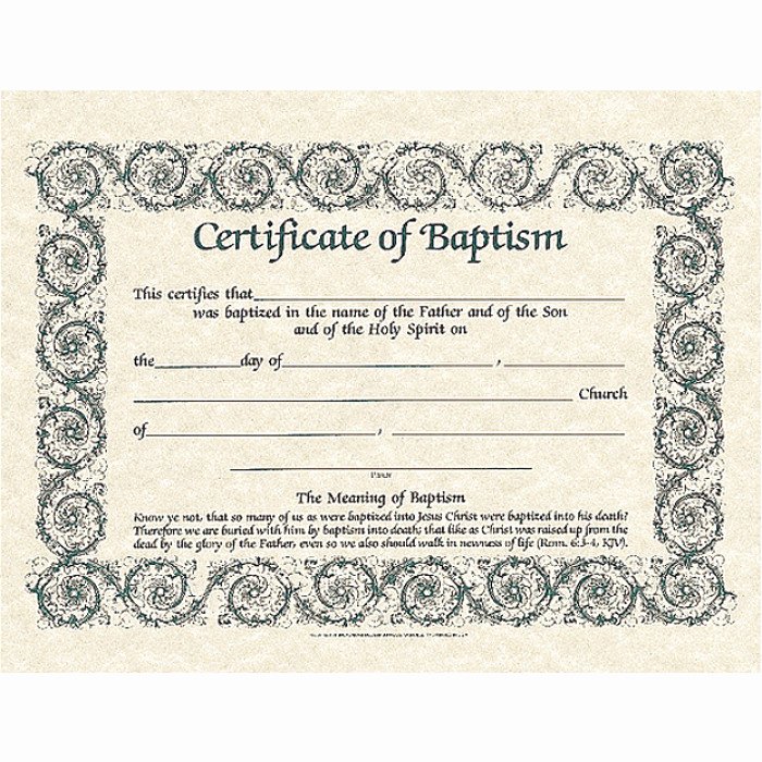 Certificate Of Baptism Template Best Of Baptism Certificate Green Parchment