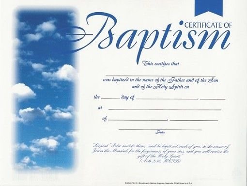 Certificate Of Baptism Template New Baptism Certificates with Clouds Package Of 6