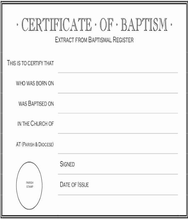 Certificate Of Baptism Template Unique 18 Sample Baptism Certificate Templates Free Sample