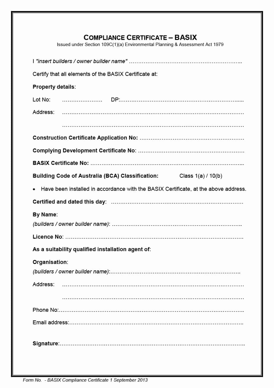 Certificate Of Compliance Template Awesome Certificate Pliance Template