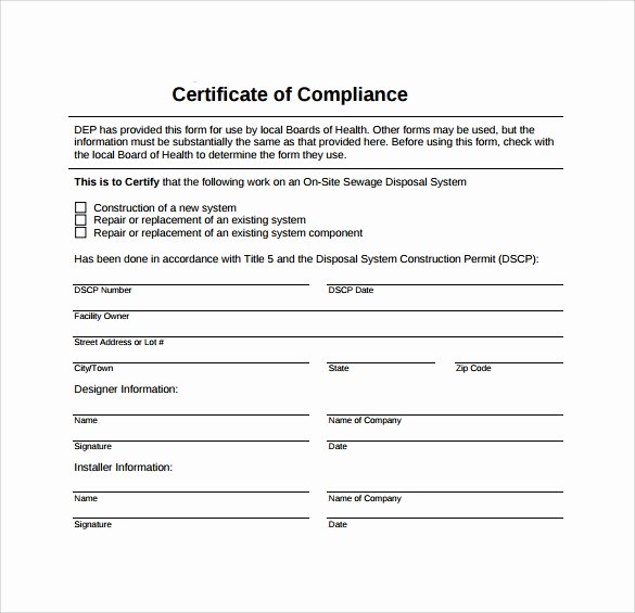 Certificate Of Compliance Template Fresh Sample Certificate Of Pliance 16 Documents In Pdf